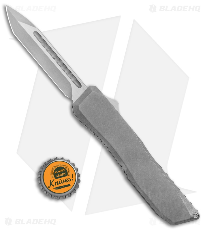 EOS Harpoon OTF Auto Tanto Knife Gray Ti./Black Al. (3.75" Two-Tone)