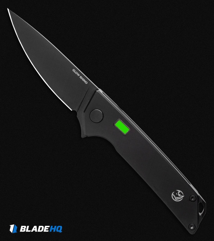 Glow Rhino Reactor Frame Lock Knife Black Titanium w/ Tritium (2.75" Black) 