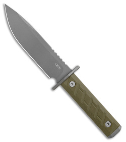 Zero Tolerance 6 Fixed Blade Knife OD Green G-10 (6" Gray CPM 3V) ZT 0006