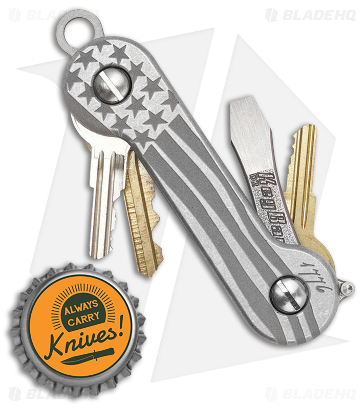 KEY-BAR Preamble w/ American Flag Aluminum Premium Pocket Key Holder/Organizer