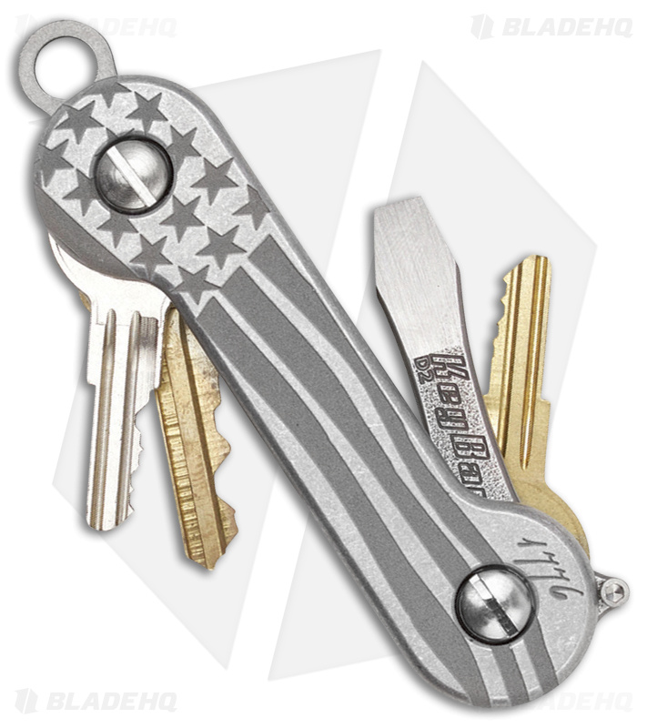 KEY-BAR Preamble w/ American Flag Aluminum Premium Pocket Key Holder/Organizer