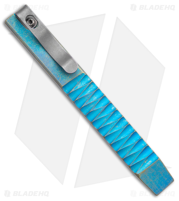 Maverick Customs 5" Ti Pocket Pry Bar Bottle Opener Tool - Blue/Gold Zig Zag