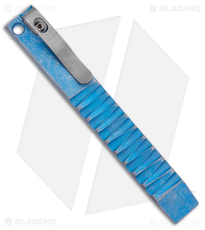 Maverick Customs 5" Pocket Pry Bar Tool Titanium Blue Alternating Zig-Zag