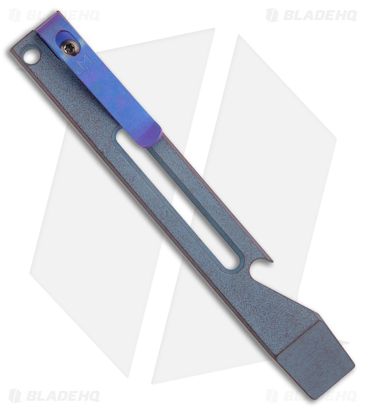 Maverick Customs Pocket Pry Bar Tool SW Blue/Violet Channeled Titanium (5")
