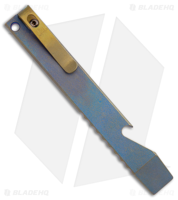 Maverick Customs Pocket Pry Bar Tool SW Blue/Yellow Jimped Titanium (5")