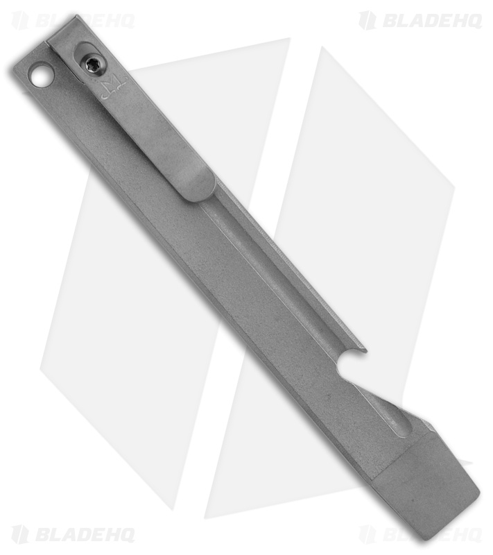 Maverick Customs Pocket Pry Bar Tool Stonewash Blood Groove Titanium (5")