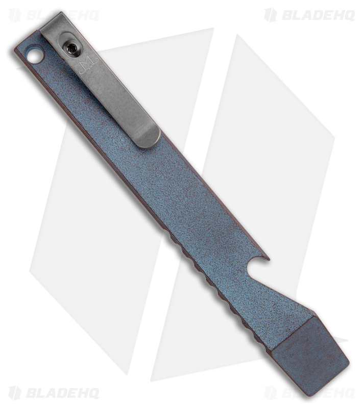 Maverick Customs Pocket Pry Bar Tool SW Blue Jimped Titanium (5")