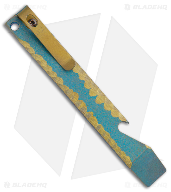 Maverick Customs Pocket Pry Bar Tool Blue/Gold Rock Titanium (5")