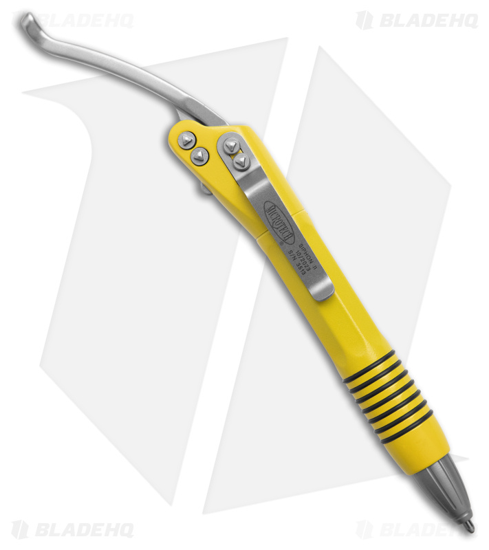 Microtech Siphon II Pen Stainless Steel Corvette Yellow - Bead Blast Hardware