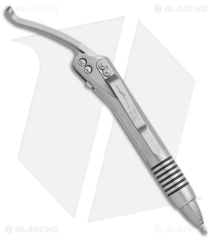 Microtech Signature Series Siphon II Pen Claw Logo Bead Blasted Stainless Steel 