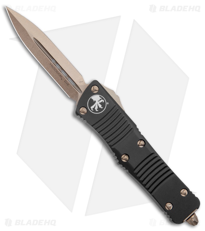 Microtech Troodon Dagger D/E OTF Automatic Knife Black (3" Bronze SW) 138-13