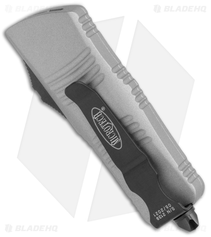 Microtech Troodon Mini D/E OTF Automatic Knife Gray Aluminum (1.9" Black)