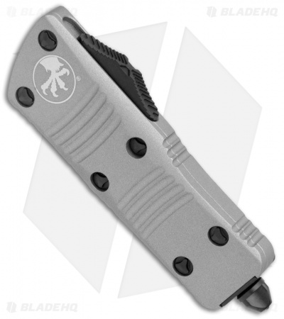 Microtech Troodon Mini D/E OTF Automatic Knife Gray Aluminum (1.9" Black)