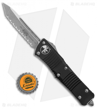 Microtech Troodon Tanto OTF Automatic Knife (3" Apocalyptic Full Serr) 140-12AP