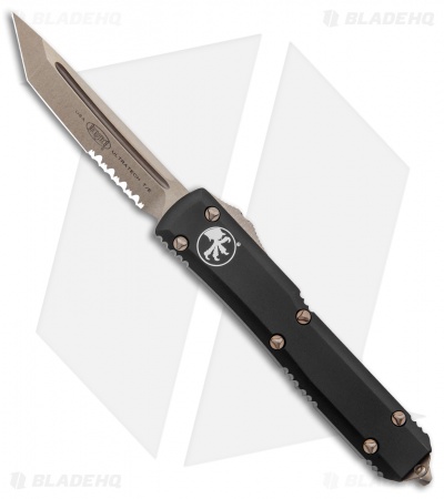 Microtech Ultratech Tanto OTF Automatic Knife Black (3.4" Bronze Serrated)