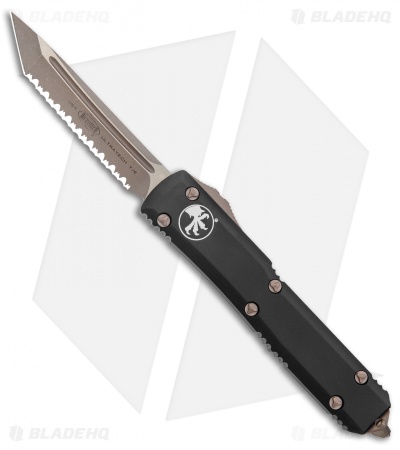 Microtech Ultratech Tanto OTF Automatic Knife Black (3.4" Bronze Apoc Full Serr)