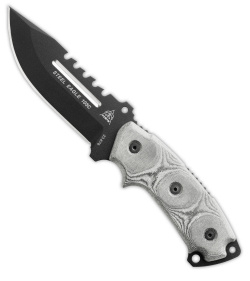 TOPS Knives Steel Eagle 105C Drop Point Fixed Blade Knife + Saw (5.1" Black)