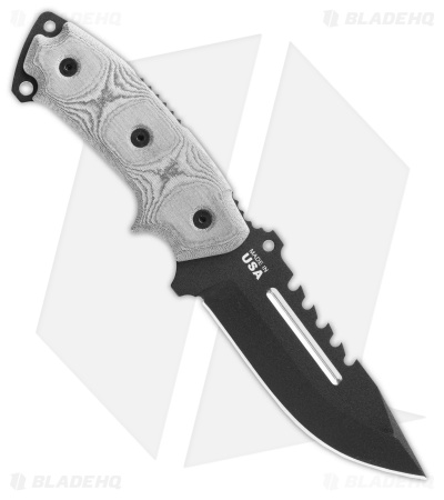 TOPS Knives Steel Eagle 105C Drop Point Fixed Blade Knife + Saw (5.1" Black)