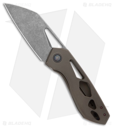TuffKnives Geoff Blauvelt Custom OD 22 Frame Lock Knife Ti (2.9"  Darkwash)