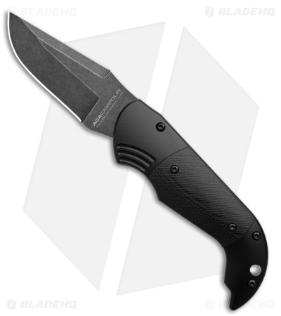 AGA Campolin Alex Bolster Release Automatic Knife Black G-10 (3.1" Black SW)