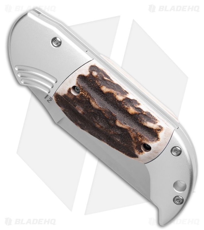 AGA Campolin Alex Bolster Release Automatic Knife Stag (3.1" Satin) 