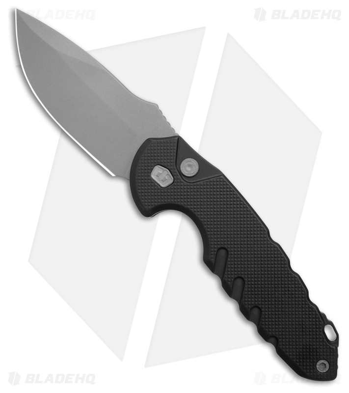 Blackside Customs Bad Idea Automatic Button Lock Knife Black Al (3.6" Graymatter