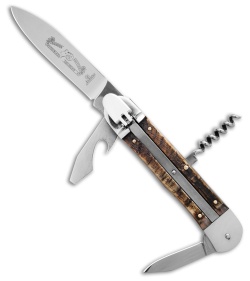 Hubertus 7.75" Large Horn Lever Lock Automatic Knife (3.4" Satin)