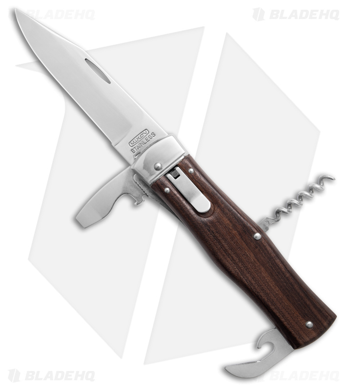 Mikov 241 Predator Multi-Tool Clip Point Automatic Knife Wood (3.75" Polish 420)