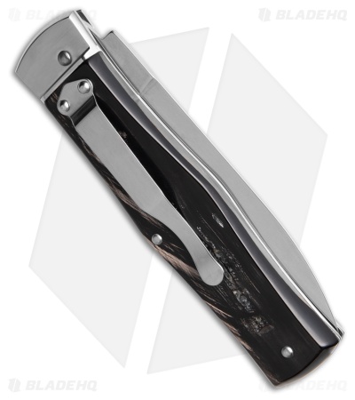 Mikov 241 Predator Leverlock Automatic Knife Horn w/Pocket Clip (3.75" Polish)