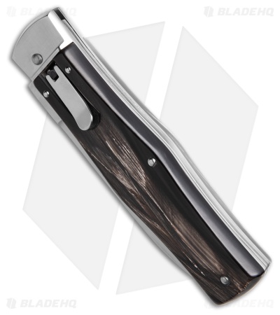Mikov 241 Predator Leverlock Automatic Knife Horn w/Pocket Clip (3.75" Polish)