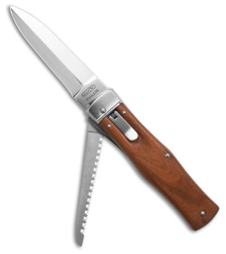 Mikov 241 Predator Lever Lock Auto Knife w/ Saw & Clip Wood (3.75" Polish)