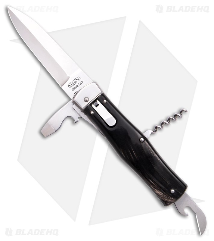 Mikov 241 Predator Multi-Tool Automatic Knife Dark Horn (4-in-1) (3.75" Polish)