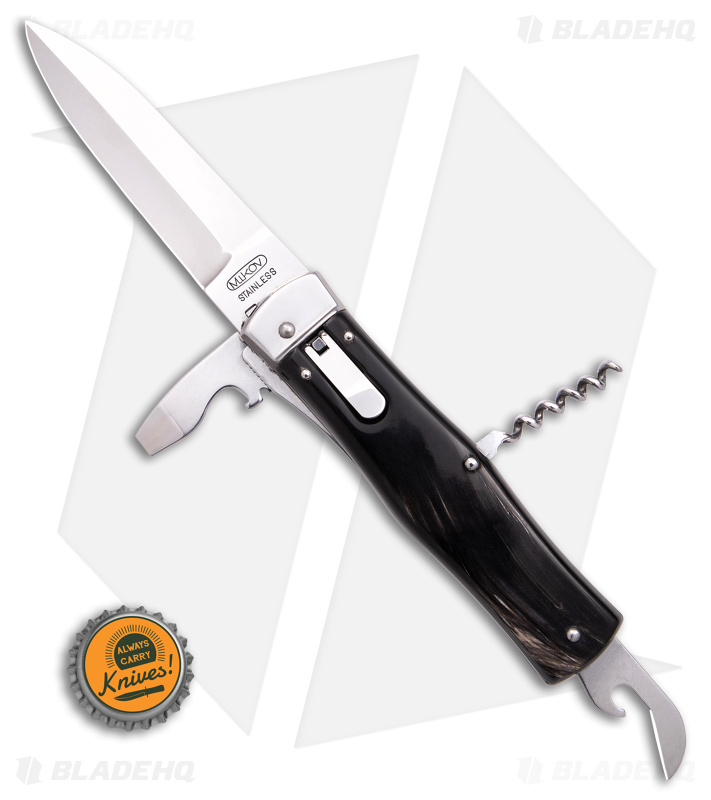 Mikov 241 Predator Multi-Tool Automatic Knife Dark Horn (4-in-1) (3.75" Polish)