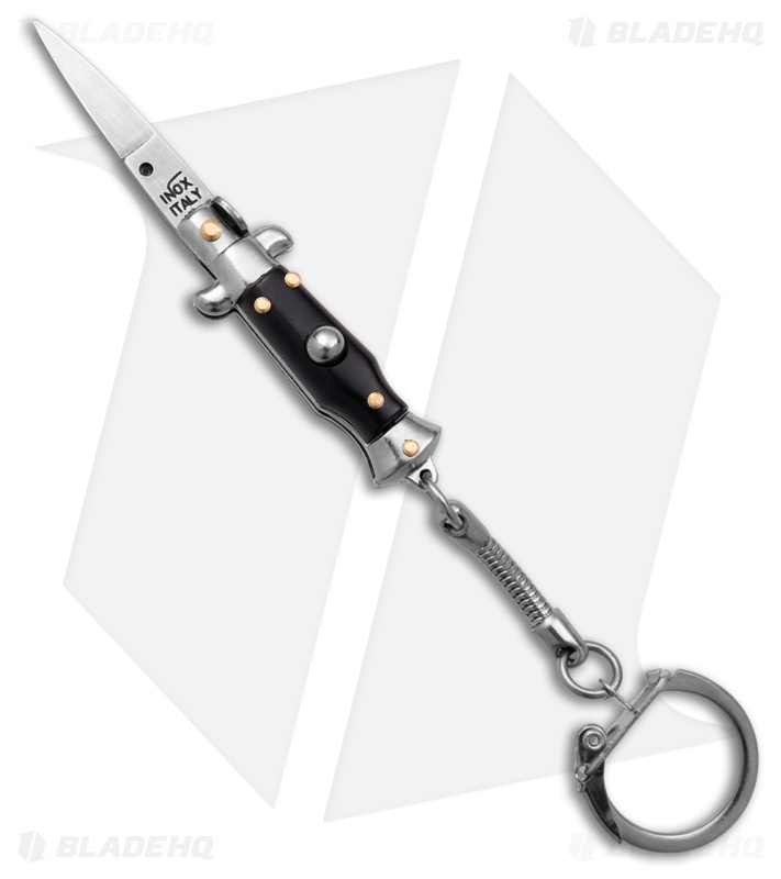SKM 2.75" Keychain Stiletto Automatic Knife Black (1.2" Satin Flat)