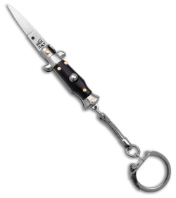 SKM 2.75" Keychain Stiletto Automatic Knife Black (1.2" Satin Flat)