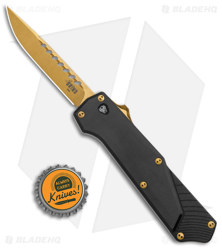 Southern Grind Arachnid OTF Knife Black Aluminum (3.25" Bronze PVD)