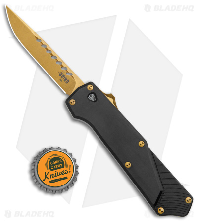 Southern Grind Arachnid OTF Knife Black Aluminum (3.25" Bronze PVD)