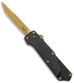 Southern Grind Arachnid OTF Knife Black Aluminum (3.25" Bronze PVD)