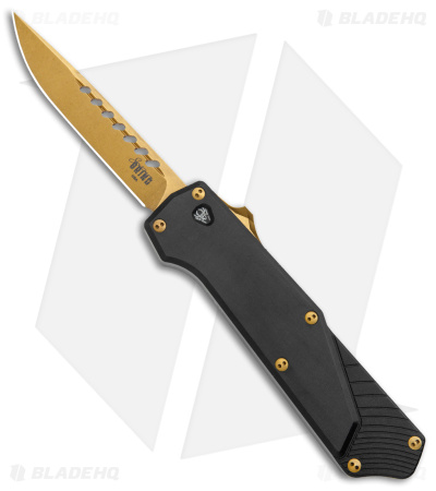 Southern Grind Arachnid OTF Knife Black Aluminum (3.25" Bronze PVD)
