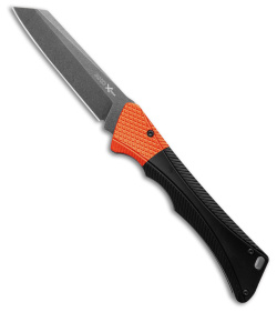  AKC Smarty Automatic Knife Black w/ Orange Bolster (3.3" Black Stonewash)