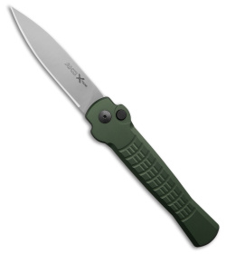 AKC X-treme Ace1  Side Opener Automatic Knife Green Aluminum (3.7" Satin)