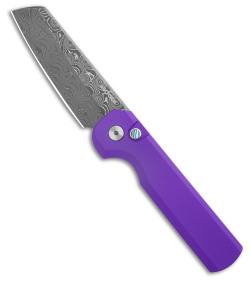 Arcform Slimfoot Automatic Knife Purple Aluminum (3.1" Raindrop Damascus)