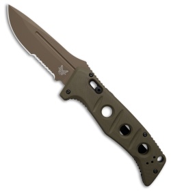 Benchmade Adamas Automatic Knife Olive Drab G-10 (3.8" Serr FE) 2750SFE-2