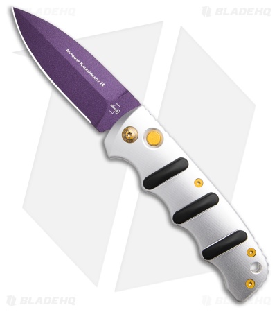 Boker Purple Sabre Kalashnikov Dagger Auto Knife Silver Al (3.25" Purple D2)