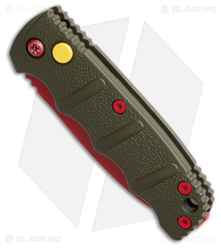 Boker Kalashnikov Red Dawn Mini Automatic Knife Green Aluminum (2.5" Red)