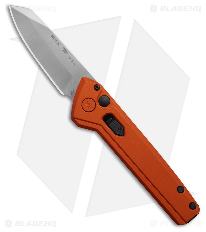 Buck Knives 838 Deploy Wharncliffe Automatic Knife Orange Aluminum (3.1" Satin)