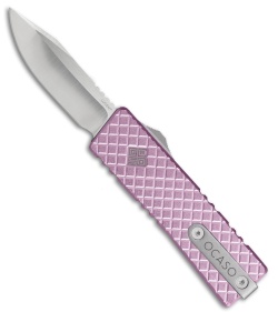Ocaso Lucent Mini CA Legal Clip Point OTF Knife Pink Aluminum (1.9" Satin) 18LMP