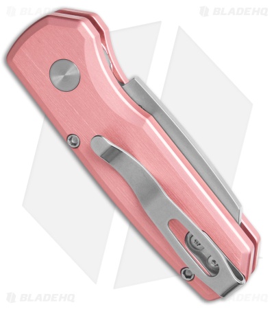 Pro-Tech Runt 5 Reverse Tanto Automatic Knife Pink Aluminum (1.9" Stonewash)