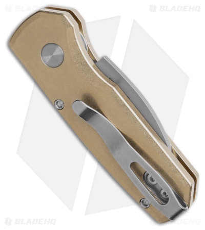 Pro-Tech Runt 5 Wharncliffe Automatic Knife Bronze Aluminum (1.9" SW)
