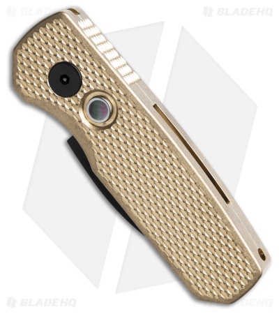 Pro-Tech Runt 5 Wharncliffe Knife Textured Bronze Aluminum (1.9" DLC Black)